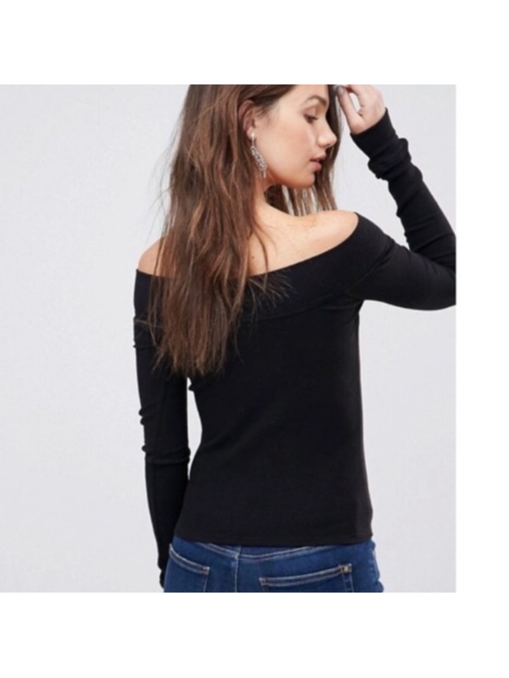 NWT Free People Zip To It Black Off The Shoulder Long Sleeve - Women’s Small - Picture 2 of 5